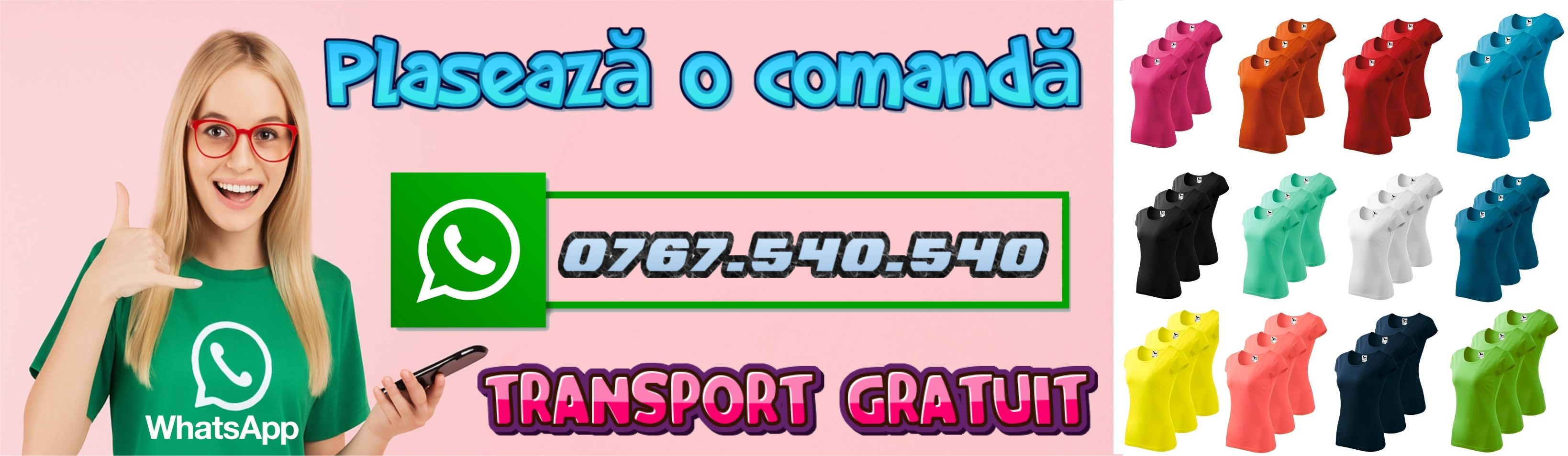 Comanda acum set 3 tricouri dama 100% bumbac transport gratuit